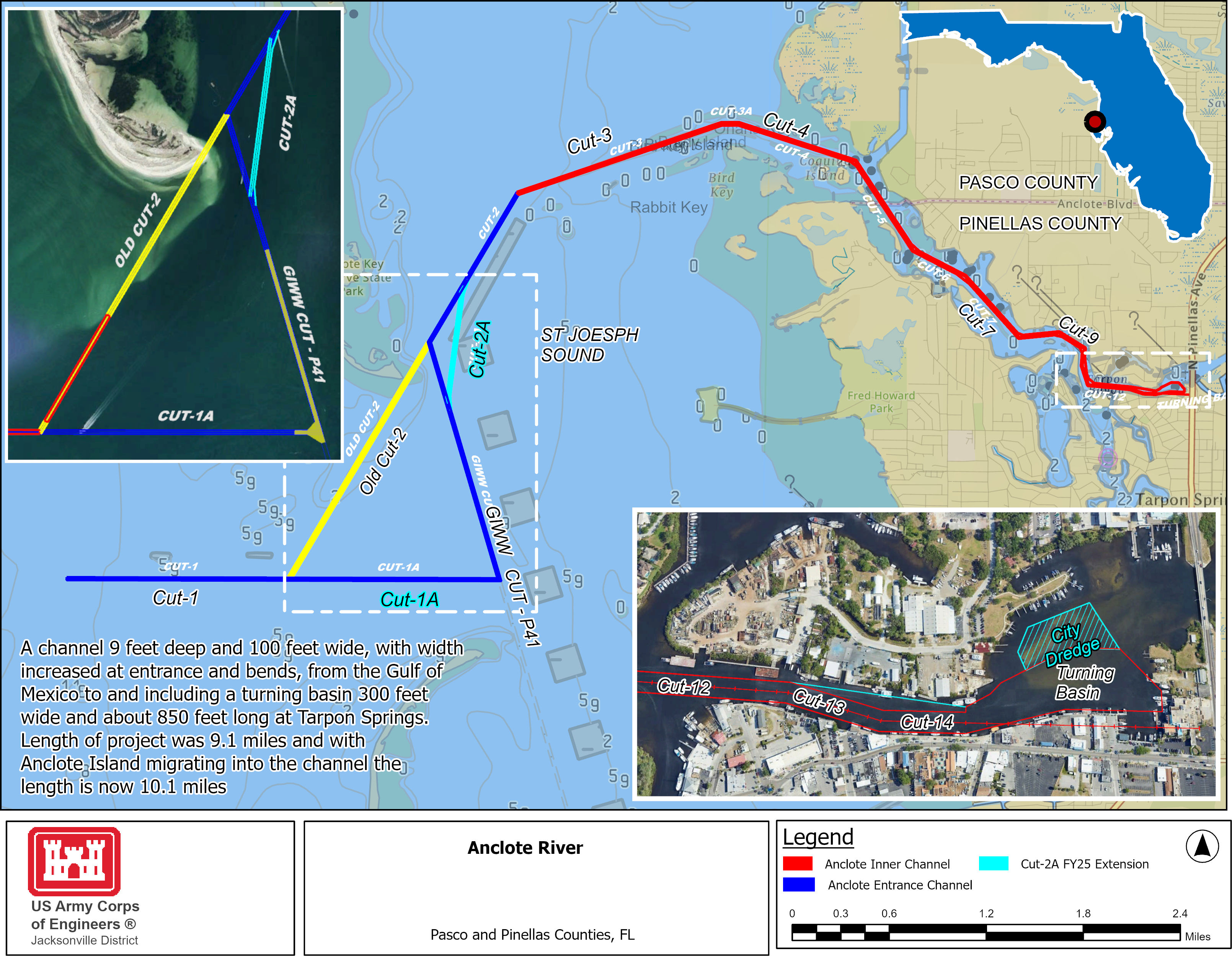 The Anclote River Project was last dredged in 1999 with upland disposal. The Anclote River Project was last dredged in 1999 with upland disposal.